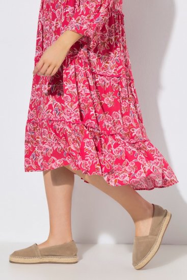 Ulla Popken 852841 Cvjetna haljina s volanima Magenta - Midi haljine - Ženske midi haljine plus size