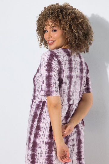 Ulla Popken 852854 Prugasta midi haljina Smeđa - Midi haljine - Ženske midi haljine plus size