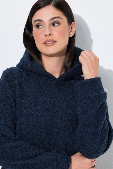 Ulla Popken 853353 Kućna haljina s kapuljačom Tamnoplava - Pidžame/Loungewear - 