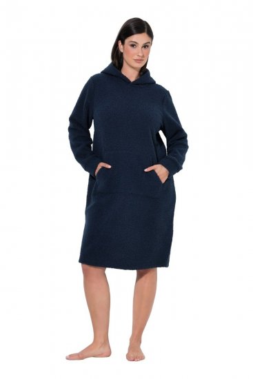 Ulla Popken 853353 Kućna haljina s kapuljačom Tamnoplava - Pidžame/Loungewear - 