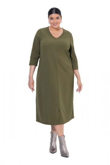 Ulla Popken 853510 Midi haljina s džepovima Kaki - Midi haljine - Ženske midi haljine plus size