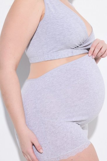 Ulla Popken 853631 Trudničke gaćice s čipkom Siva melange - Gaćice - 