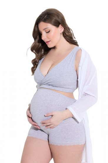 Ulla Popken 853631 Trudničke gaćice s čipkom Siva melange - Gaćice - 