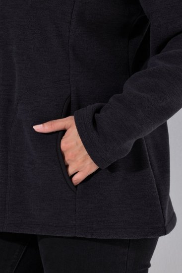 Ulla Popken 853668 Flis jakna s visokim ovratnikom Crna - Odjeća od flisa - 