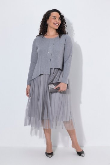Ulla Popken 853879 Midi haljina A-kroja Siva - Midi haljine - Ženske midi haljine plus size