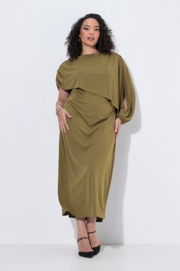 Ulla Popken 854048 Maxi haljina dugih rukava Maslinasta - Maxi haljine - Duge maxi haljine velikih brojeva