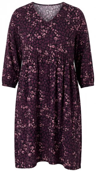 Ulla Popken 855270 Uzorkovana haljina od jerseya s V-izrezom Crna - Haljine od jerseyja - 