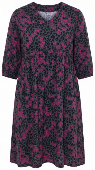 Ulla Popken 855270 Uzorkovana haljina od jerseya s V-izrezom Antracit - Haljine od jerseyja - 