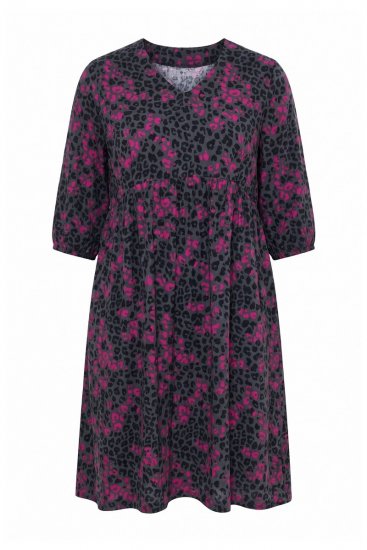 Ulla Popken 855270 Uzorkovana haljina od jerseya s V-izrezom Antracit - Haljine od jerseyja - 