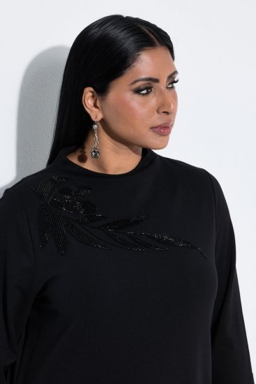 Ulla Popken 855373 Uzorkovana haljina od jerseya Crna - Haljine od jerseyja - 