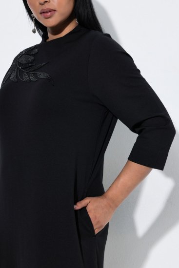 Ulla Popken 855373 Uzorkovana haljina od jerseya Crna - Haljine od jerseyja - 