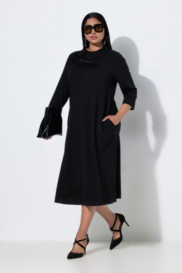 Ulla Popken 855373 Uzorkovana haljina od jerseya Crna - Haljine od jerseyja - 