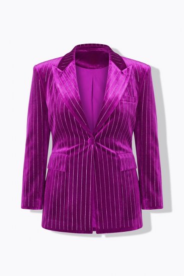 Ulla Popken 855499 Baršunasti sako sa strasom Magenta - Sakoi - Sakoi u velikim veličinama za žene