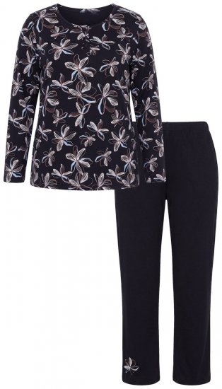 Ulla Popken 856134 Pidžama s cvjetnim uzorkom Crna - Pidžame/Loungewear - 