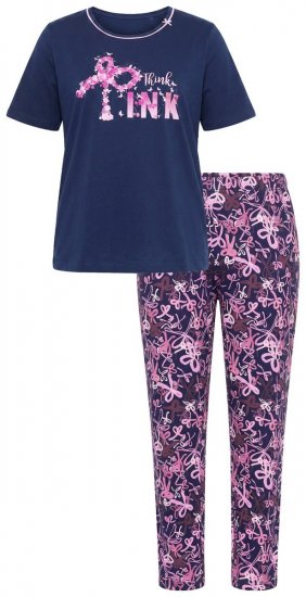 Ulla Popken 856141 Pidžama dugih rukava Tamnoplava - Pidžame/Loungewear - 