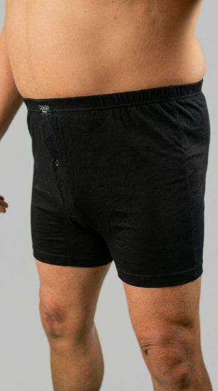 20 Nodi 935 Combed Cotton Jersey Boxer with Front Button Fly Black - Bokserice - Muške Bokserice Veliki Brojevi