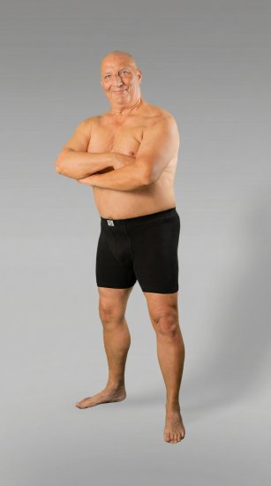 20 Nodi 938 Stretch Cotton Boxer with Embroidered Long Leg Black - Bokserice - Muške Bokserice Veliki Brojevi