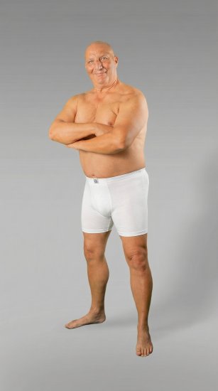 20 Nodi 938 Stretch Cotton Boxer with Embroidered Long Leg White - Bokserice - Muške Bokserice Veliki Brojevi