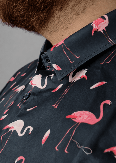Kam Jeans 6068 Flamingo Short Sleeve Shirt Navy - Košulje - Muške Košulje Veliki Brojevi