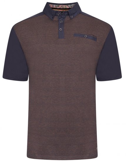 Kam Jeans 5490 Jersey Weave Contrast Polo Navy - Polo majice - Muške Polo Majice Veliki Brojevi