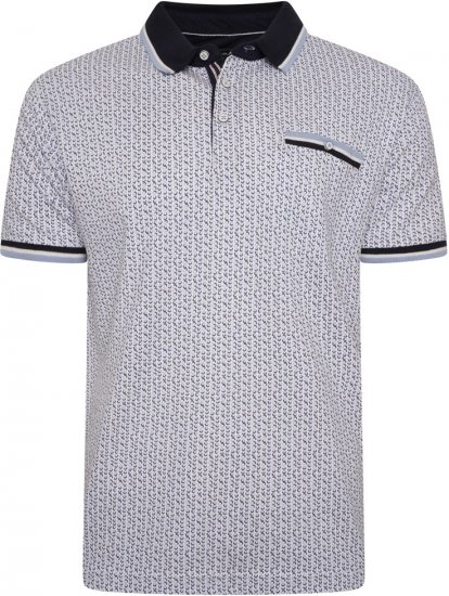 Kam Jeans 5487 Dobby Print Pique Polo White - Polo majice - Muške Polo Majice Veliki Brojevi