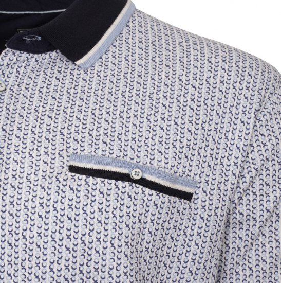 Kam Jeans 5487 Dobby Print Pique Polo White - Polo majice - Muške Polo Majice Veliki Brojevi
