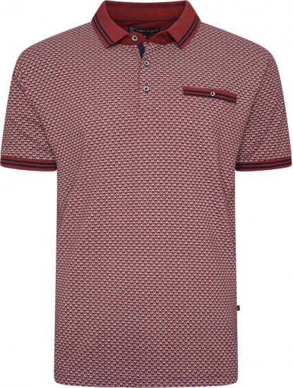 Kam Jeans 5488 Dobby Print Pique Polo Wine - Polo majice - Muške Polo Majice Veliki Brojevi