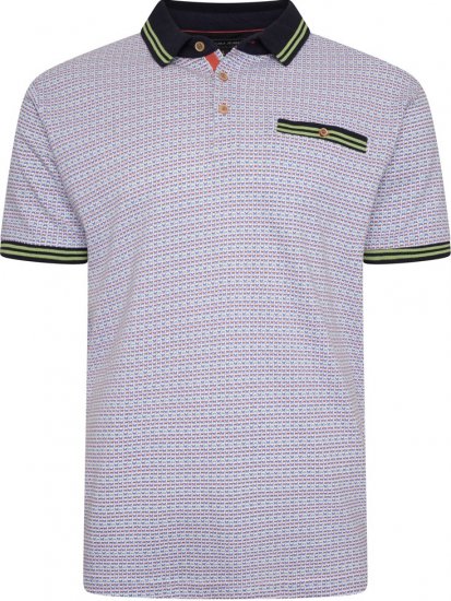 Kam Jeans 5488 Dobby Print Pique Polo Navy - Polo majice - Muške Polo Majice Veliki Brojevi