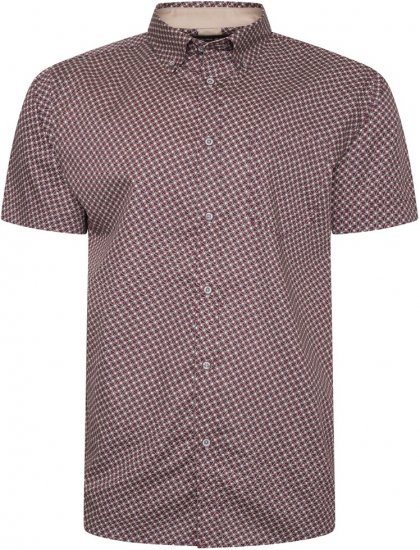 Kam Jeans 6280 All Over Geo Print Shirt Burgundy - Košulje - Muške Košulje Veliki Brojevi