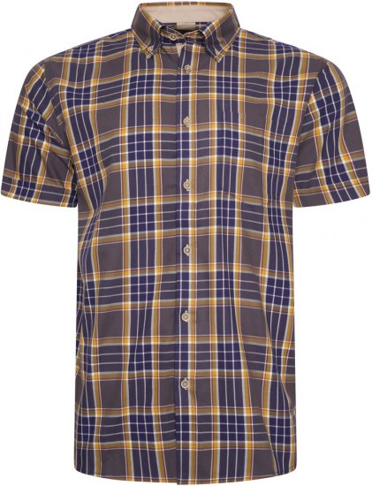 Kam Jeans 6282 Casual SS Check Shirt Navy - Košulje - Muške Košulje Veliki Brojevi