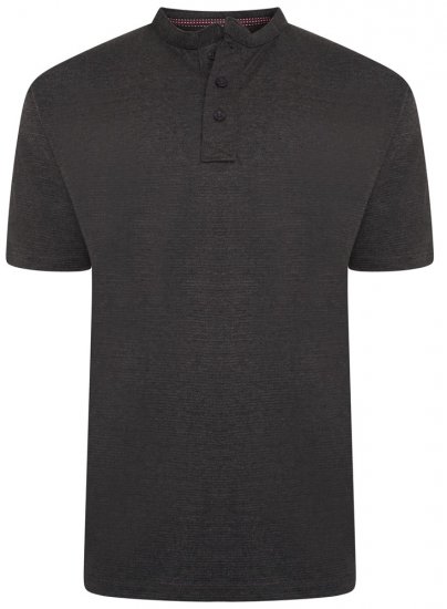 Kam Jeans 5744 Textured Jersey Grandad Top Charcoal - Majice Kratkih Rukava - Muške Majice Kratkih Rukava Veliki Brojevi 