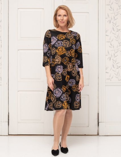 Scandinavian Caramel Flower Petals Dress Lavender and Orange - ODJEĆA ZA ŽENE 40-66 - 