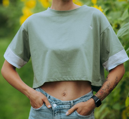 Nora Mikken AGNES Crop Top Green - Majice Kratkih Rukava - 