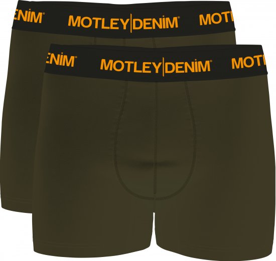 Motley Denim Amsterdam Boxershorts Dark Khaki 2-pack - Donje rublje & kupaće hlače - muške donje rublje veliki brojevi