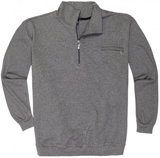 Adamo Athen Sweatshirt Half Zipper Grey - Puloveri & Dukserice - Muške Puloveri & dukserice veliki brojevi