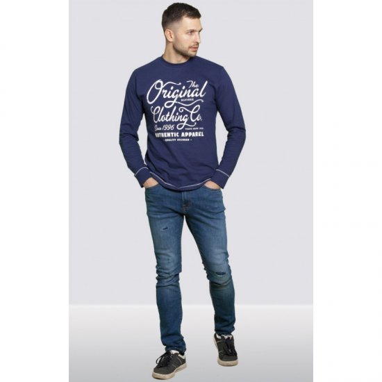 D555 Austin Long Sleeve T-shirt Navy - Majice Kratkih Rukava - Muške Majice Kratkih Rukava Veliki Brojevi