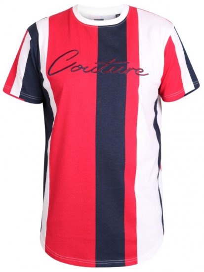 D555 Bancroft T-shirt Red/Navy - Majice Kratkih Rukava - Muške Majice Kratkih Rukava Veliki Brojevi 