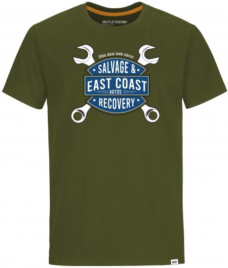 Motley Denim Barrow T-shirt Dark Khaki - Majice Kratkih Rukava - Muške Majice Kratkih Rukava Veliki Brojevi 