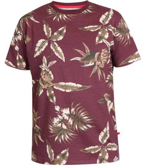 D555 Baxter T-shirt Wine-red - Majice Kratkih Rukava - Muške Majice Kratkih Rukava Veliki Brojevi 