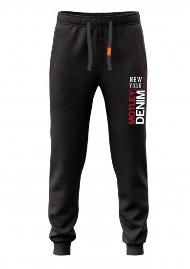 Motley Denim Belfast Sweatpants Black - Sportske hlače & kratke - Muške Trenirke Veliki Brojevi
