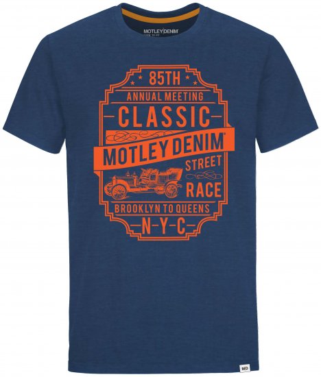 Motley Denim Blackpool T-shirt Dark Indigo - Majice Kratkih Rukava - Muške Majice Kratkih Rukava Veliki Brojevi 