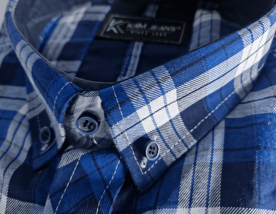Kam Jeans 6369 Checked Short Sleeve Shirt Blue - Košulje - Muške Košulje Veliki Brojevi