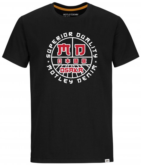 Motley Denim Bradford T-shirt Red on Black - Majice Kratkih Rukava - Muške Majice Kratkih Rukava Veliki Brojevi 