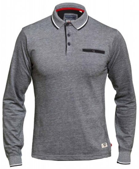 D555 Brockville Long Sleeve Polo Grey - Polo majice - Muške Polo Majice Veliki Brojevi