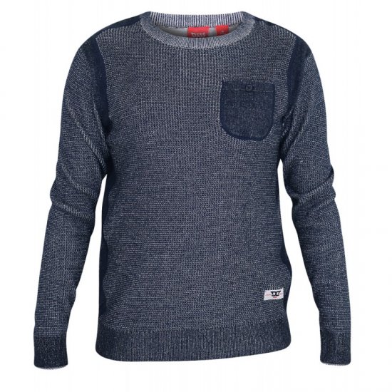 D555 Bryson Crewneck Sweater with Pocket Navy - Puloveri & dukserice - Muške Puloveri & dukserice veliki brojevi