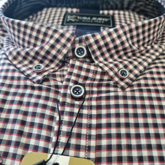 Kam Jeans 6302 Casual Gingham Check Shirt Navy - Košulje - Muške Košulje Veliki Brojevi