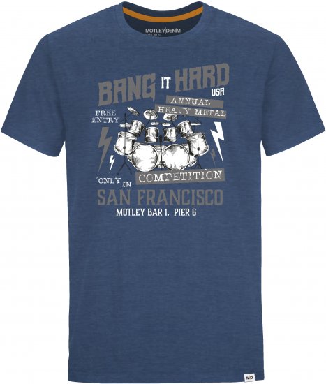 Motley Denim Cropton T-Shirt Dark Indigo - Majice Kratkih Rukava - Muške Majice Kratkih Rukava Veliki Brojevi 