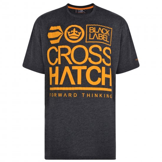Crosshatch Large Go T-shirt Charcoal - Majice Kratkih Rukava - Muške Majice Kratkih Rukava Veliki Brojevi 