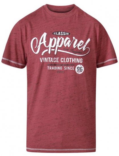 D555 Douglas Classic Apparel Crew Neck Printed T-Shirt Red Reno - Majice Kratkih Rukava - Muške Majice Kratkih Rukava Veliki Brojevi 