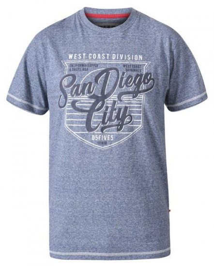 D555 Epson San Diego Crew Neck T-Shirt Blue Marl - Majice Kratkih Rukava - Muške Majice Kratkih Rukava Veliki Brojevi 